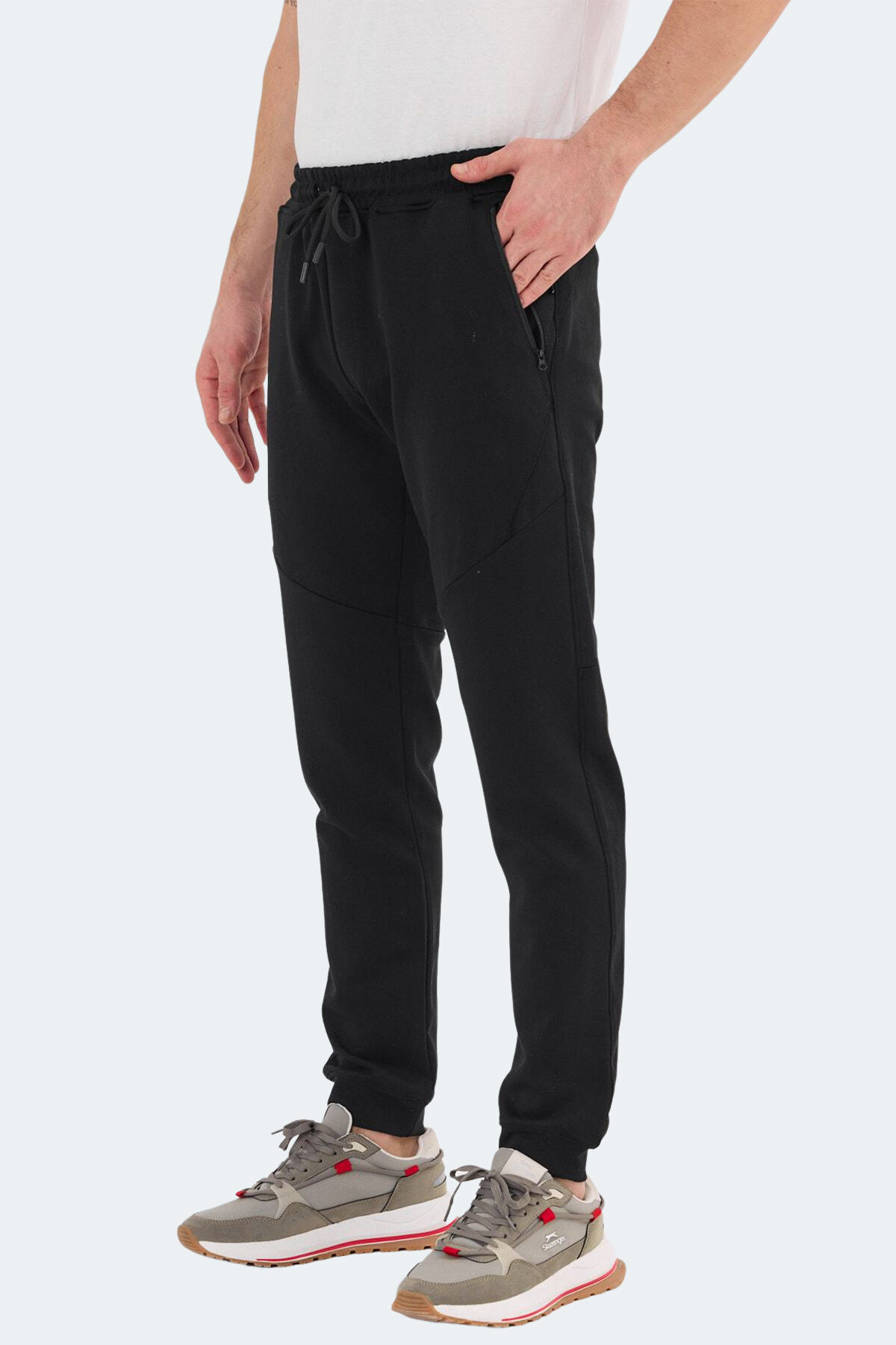 Slazenger VENOM Erkek Fermuar Cepli Slim Fit Siyah Eşofman Altı