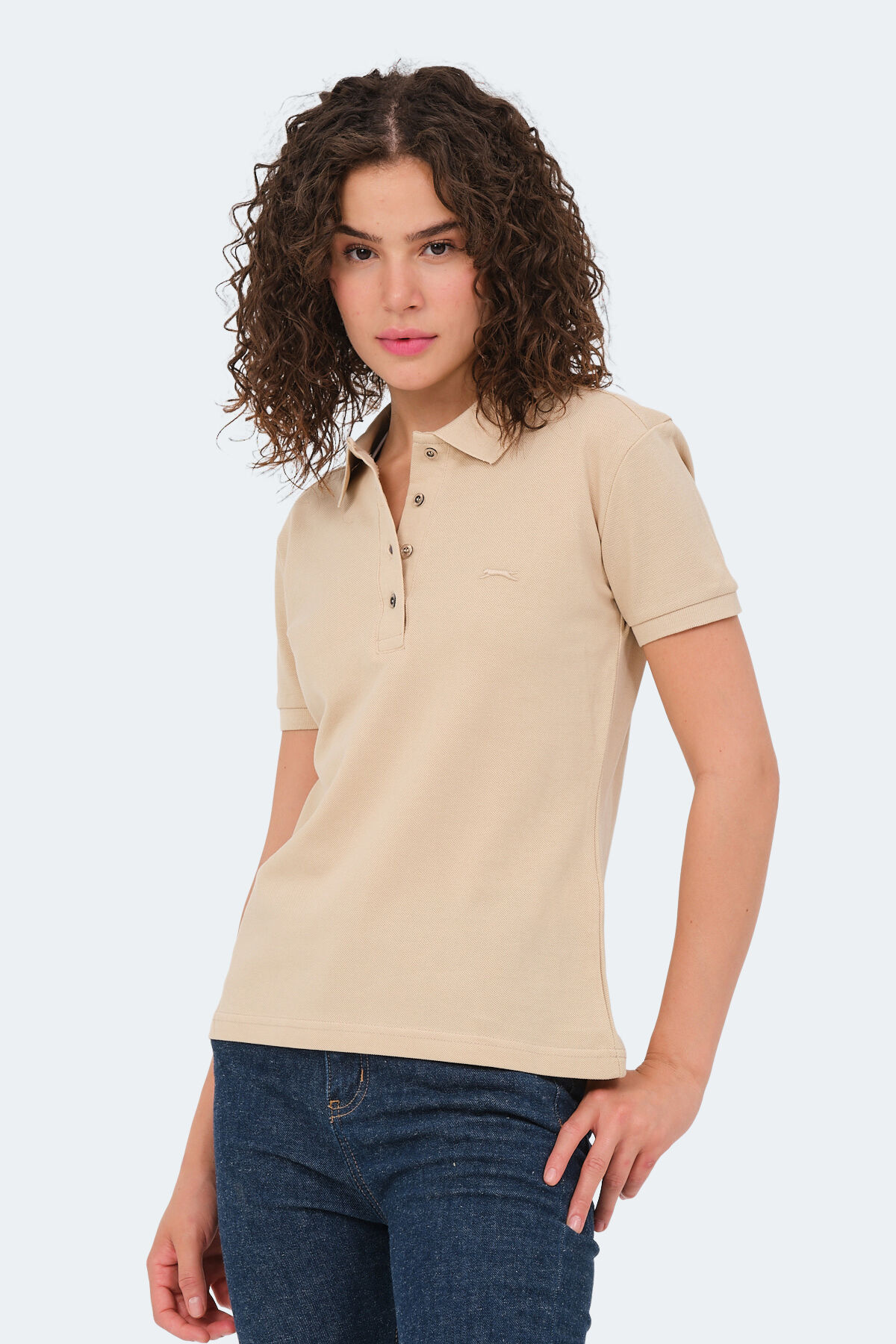 Slazenger VERA I Kadın Polo Yaka Bej Tişört