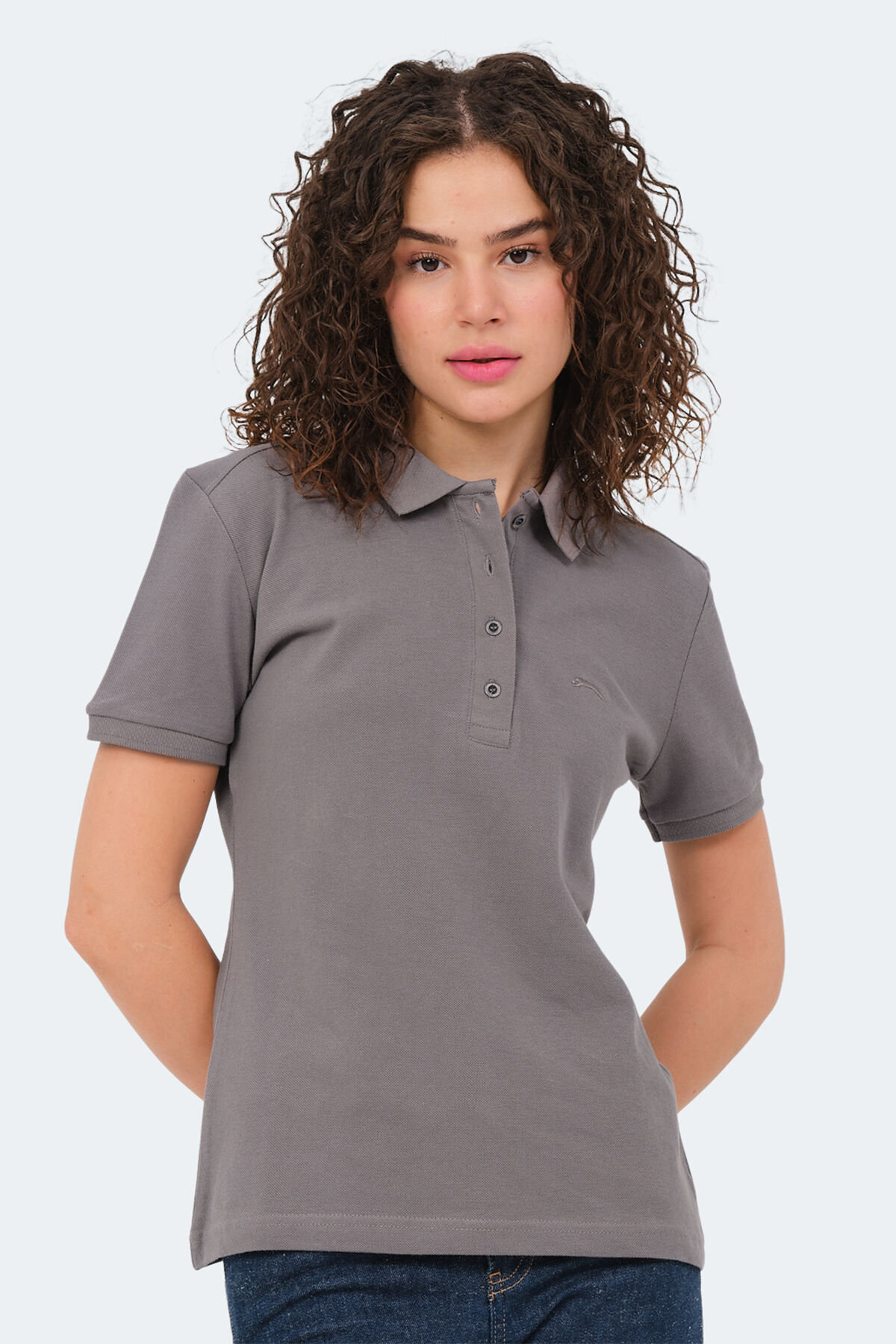 Slazenger VERA I Kadın Polo Yaka Koyu Gri Tişört