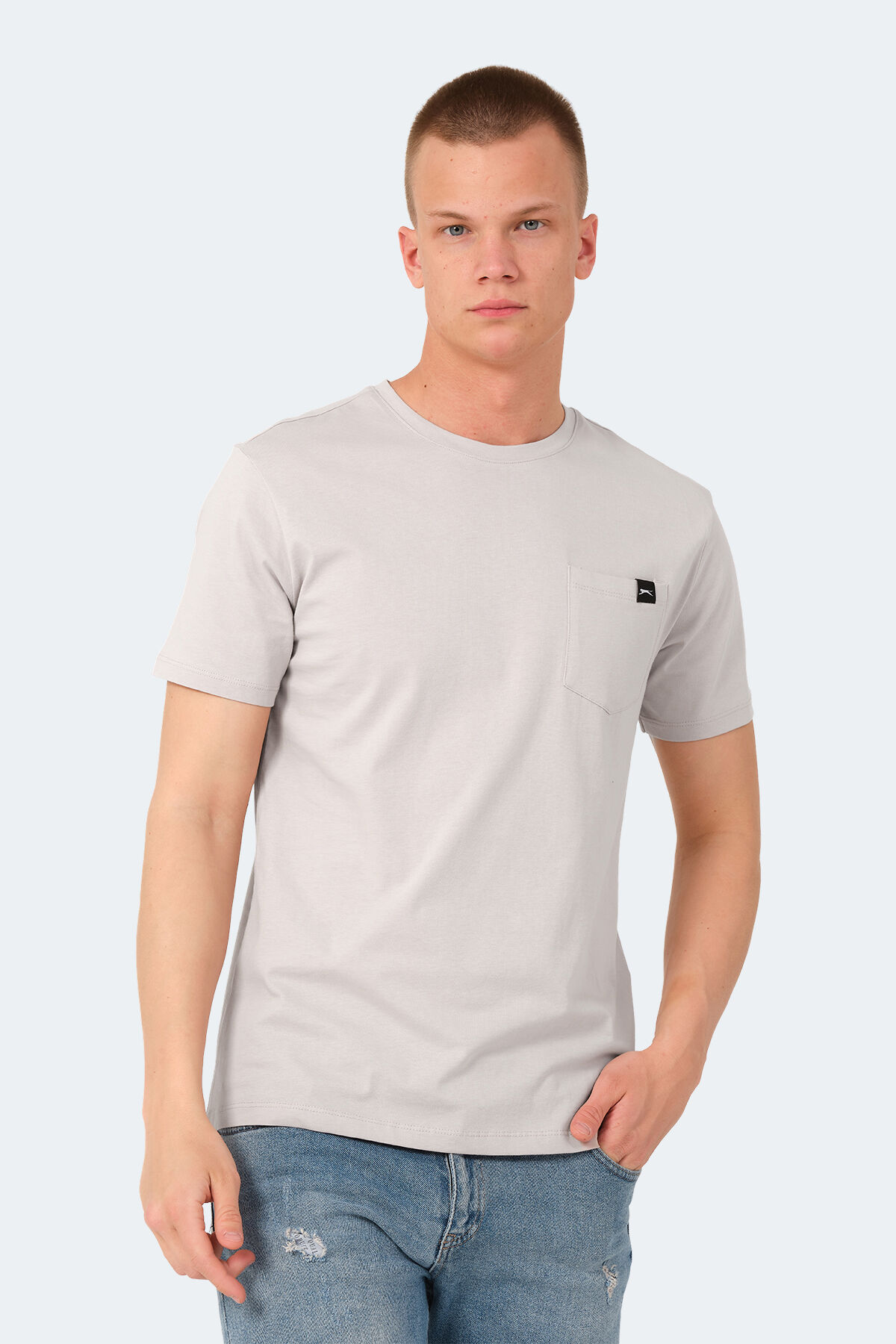 Slazenger VESELA Erkek Cepli Taş Gri Tişört