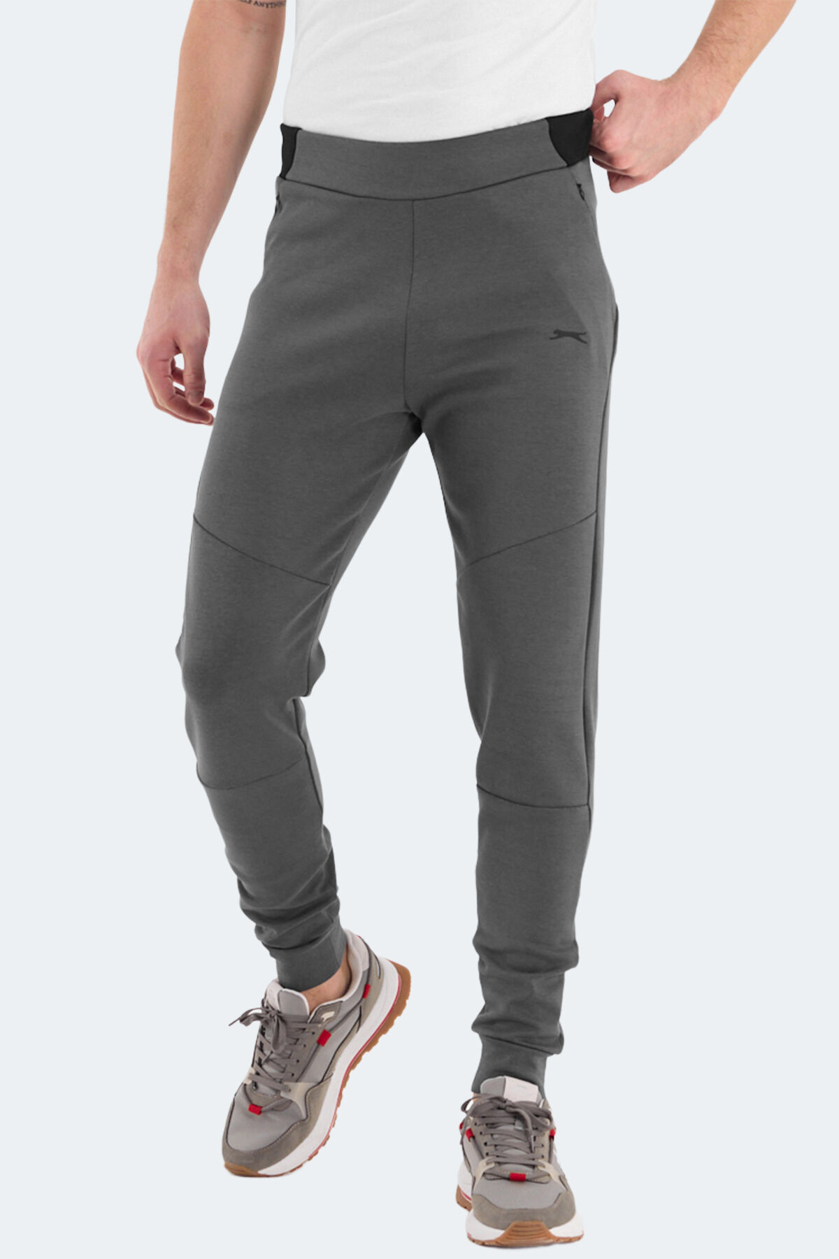 Slazenger VESSEL Erkek Fermuar Cepli Slim Fit Koyu Gri Eşofman Altı