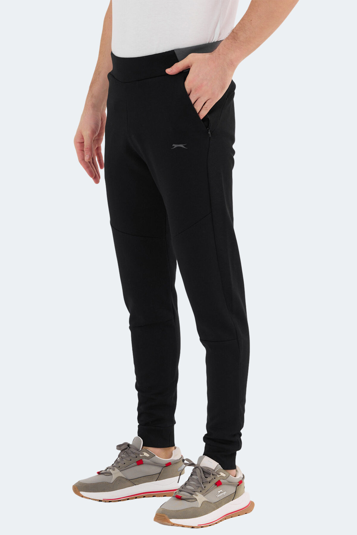 Slazenger VESSEL Erkek Fermuar Cepli Slim Fit Siyah Eşofman Altı