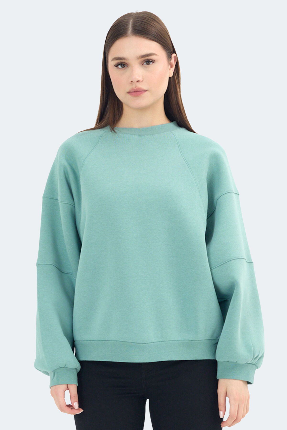 Slazenger VIA Kadın Oversıze Yeşil Sweatshırt
