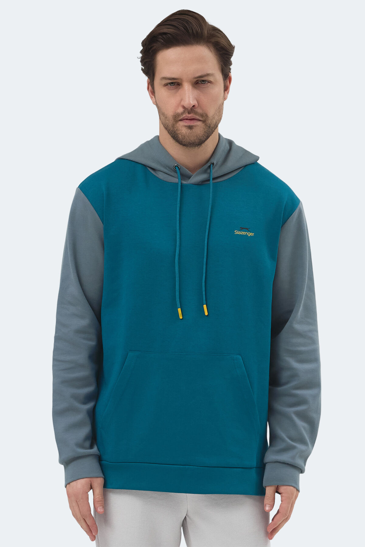 Slazenger VIOLA Erkek Kapüşonlu Cepli Petrol Sweatshırt