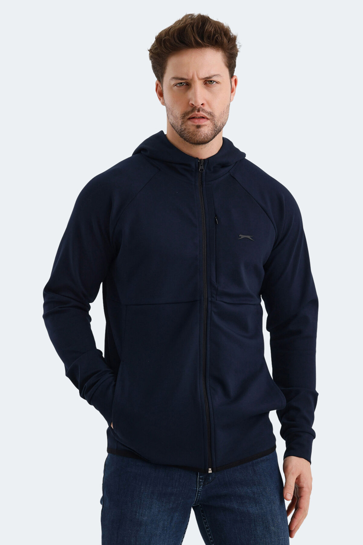 Slazenger VIOLET Erkek Fermuarlı Kapüşonlu Cepli Lacivert Sweatshırt