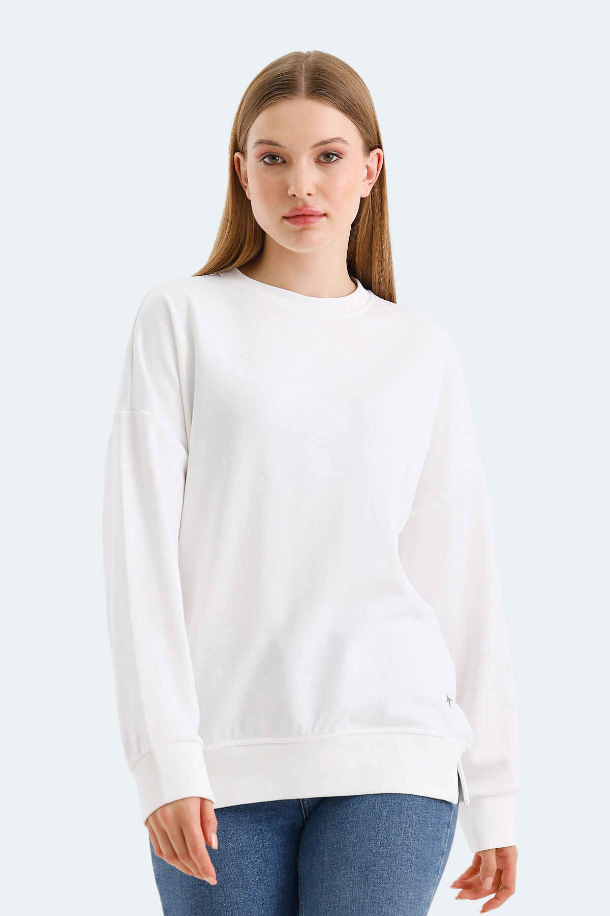 Slazenger VIRTUE IN Kadın Oversıze Beyaz Sweatshırt