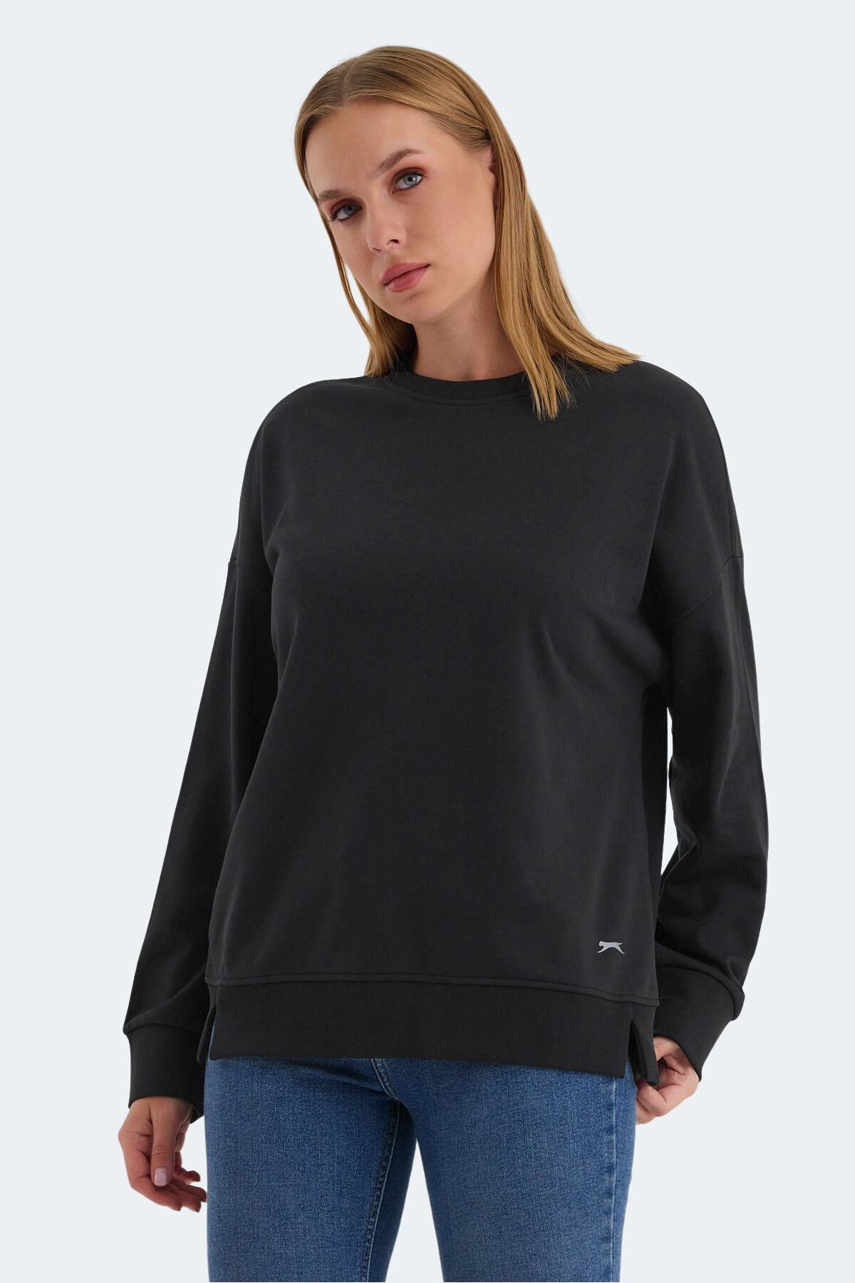 Slazenger VIRTUE IN Kadın Oversıze Siyah Sweatshırt