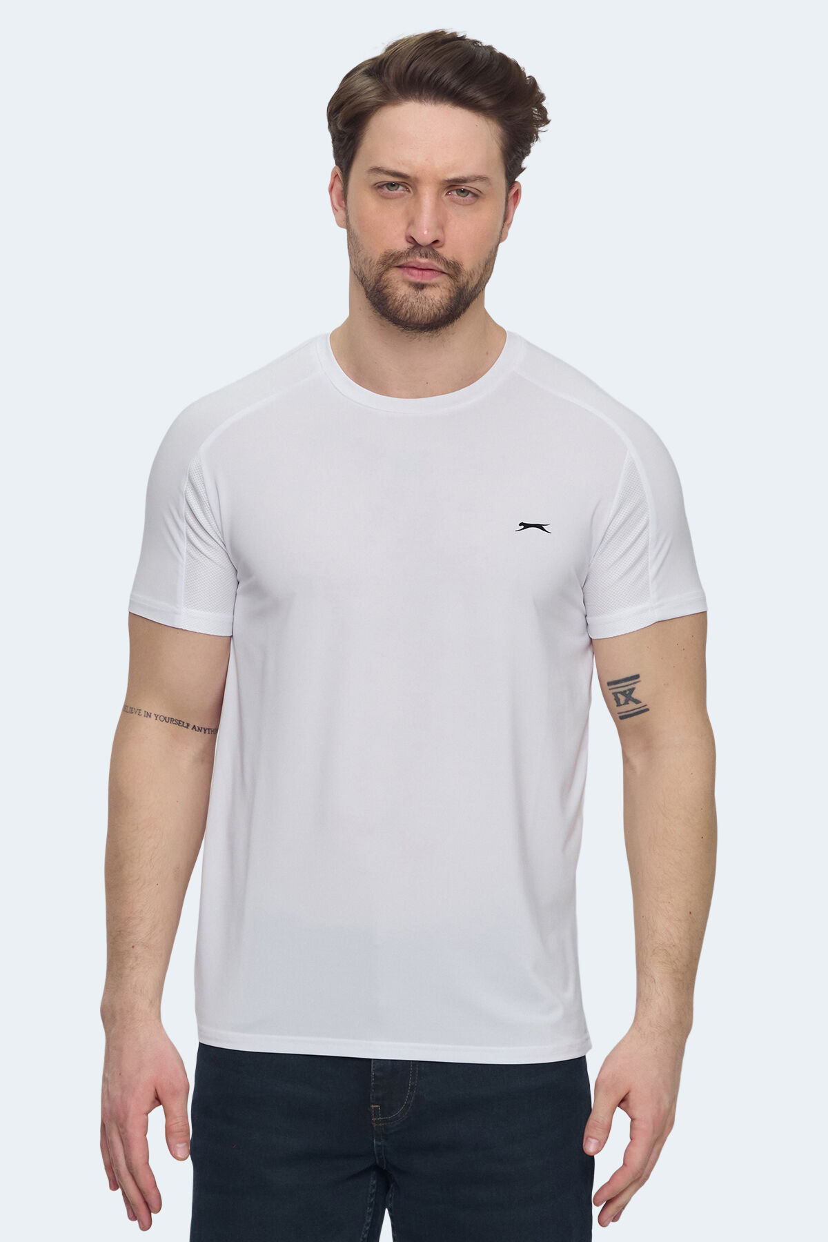 Slazenger VISHAL KTN Erkek Slim Fit Beyaz Tişört