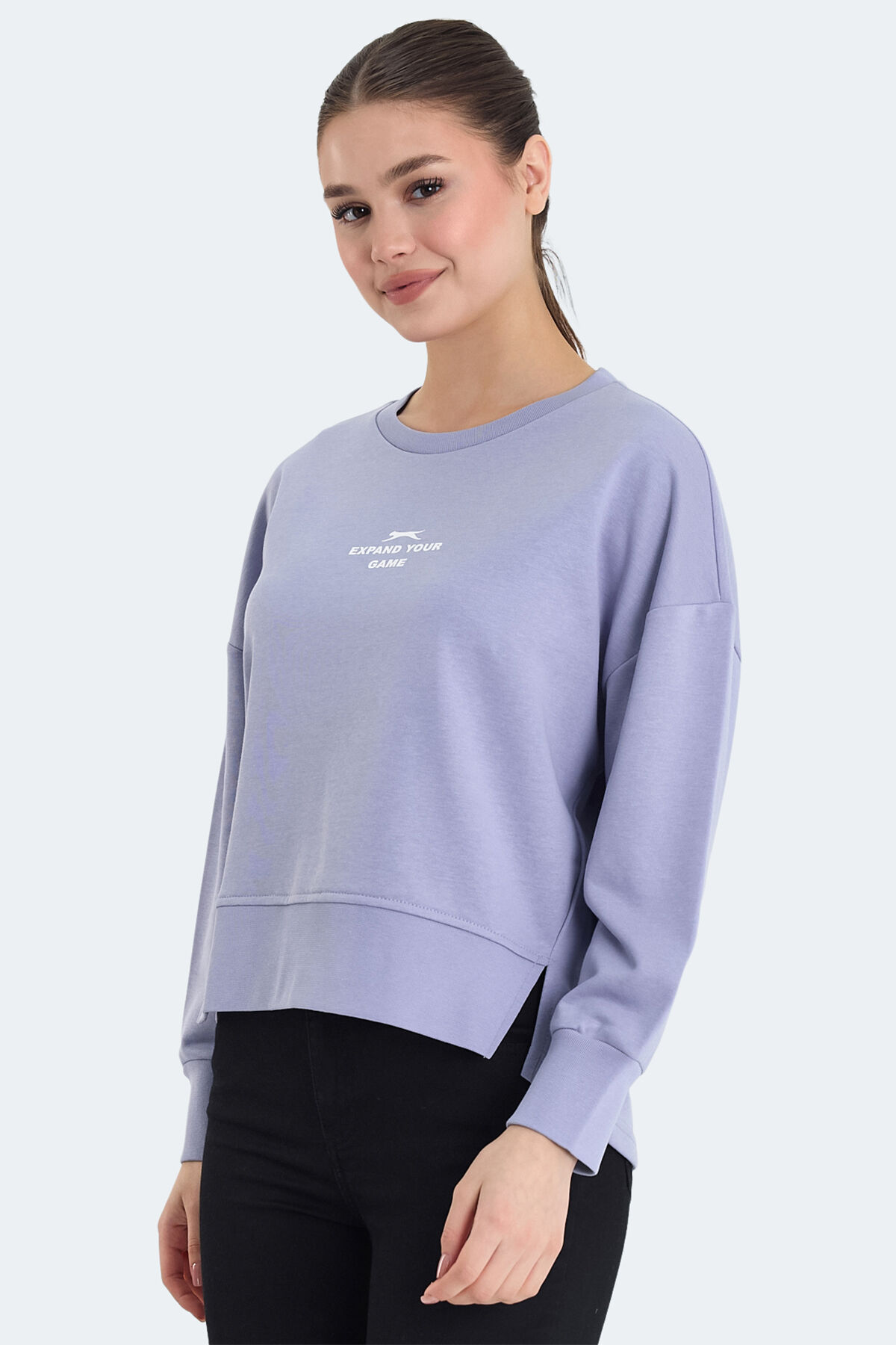 Slazenger VITAL Kadın Crop Lila Sweatshırt