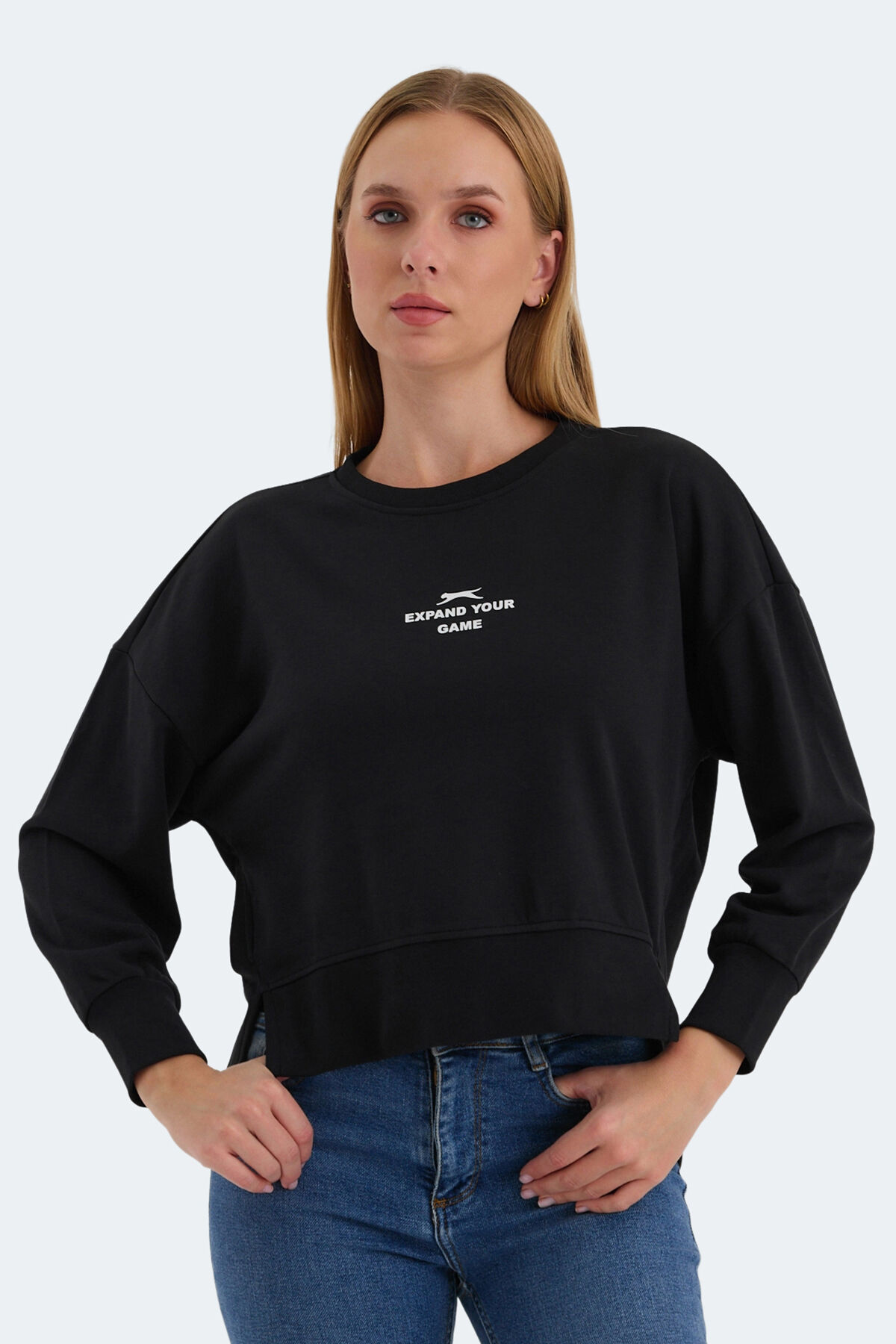 Slazenger VITAL Kadın Crop Siyah Sweatshırt
