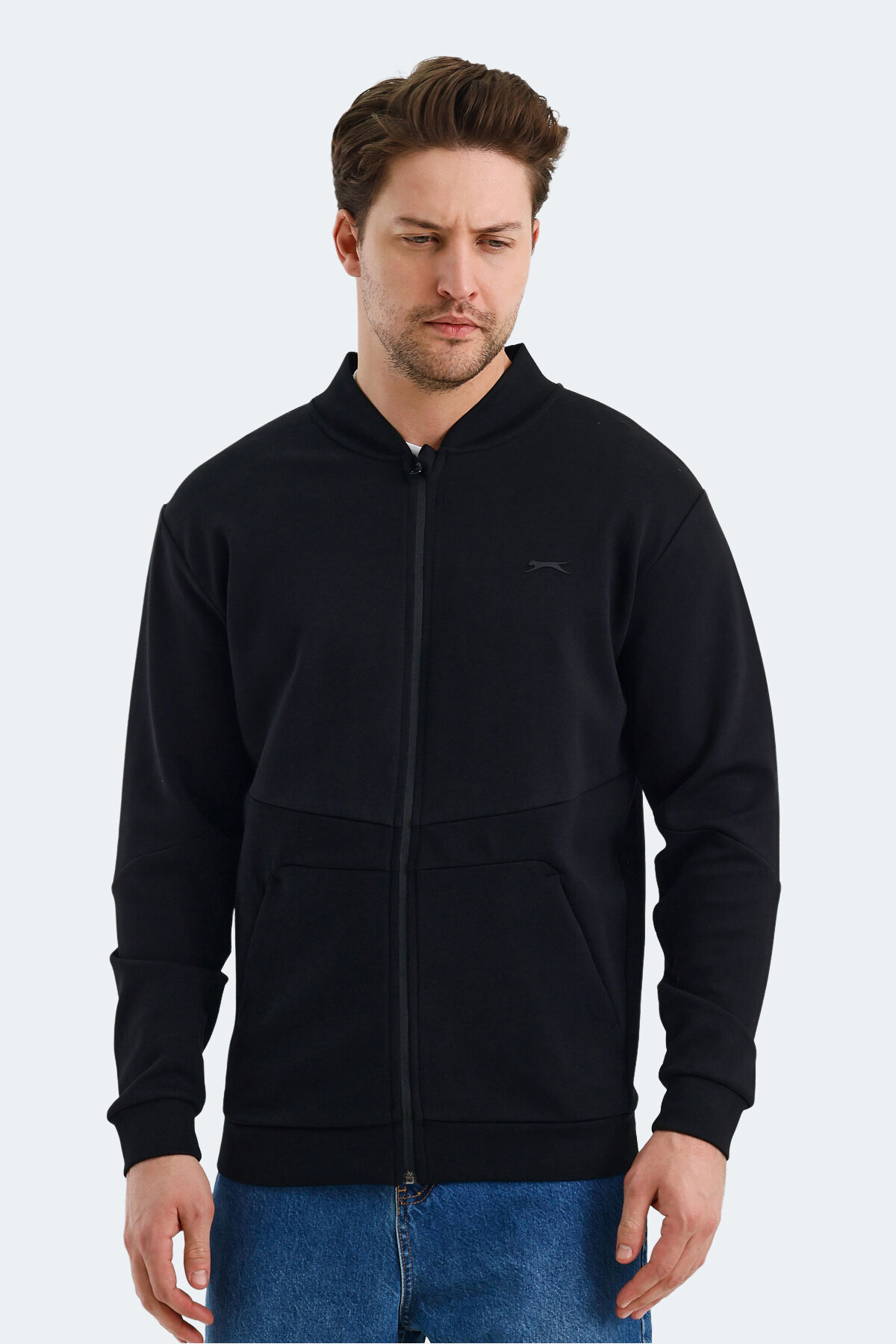 Slazenger VLAD Erkek Cepli Fermuarlı Siyah Sweatshırt